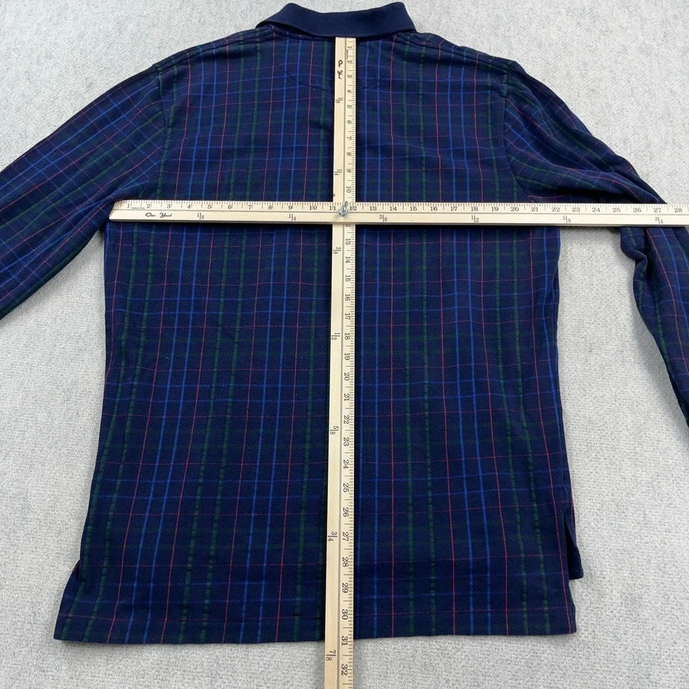 Vintage Polo Ralph Lauren Polo Shirt Men Large Blue Red Plaid Long Sleeve Rugby